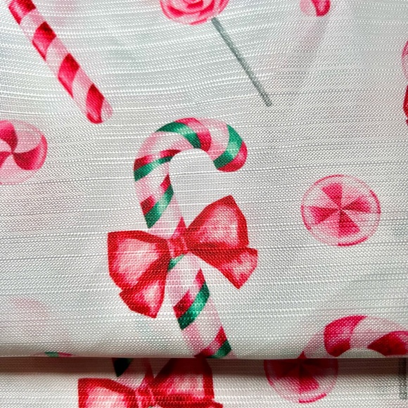 Christmas Candy Cane Bows Fabric Shower Curtain Pink Red Pinkmas Ribbons Sweets - Picture 8 of 9